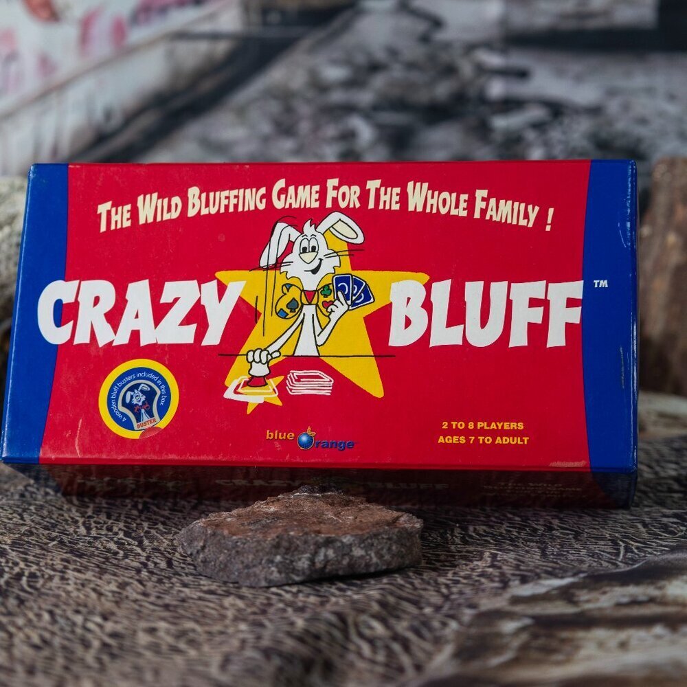 Crazy Bluff Wild Bluffing Card Game Blue Orange Whole Family lightly used 2004